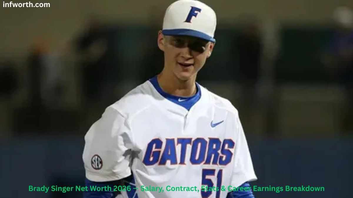 Brady Singer Net Worth 2026 – Brady Singer pitching in a Florida Gators baseball uniform during his college career.