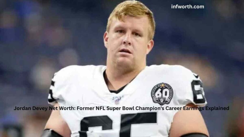 Jordan Devey Net Worth featured image showing former NFL offensive lineman and Super Bowl champion Jordan Devey during an NFL game.