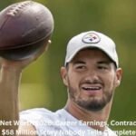 Mitch Trubisky throws a football during Tennessee Titans training camp, highlighting Mitch Trubisky Net Worth, career earnings, and NFL contract history.