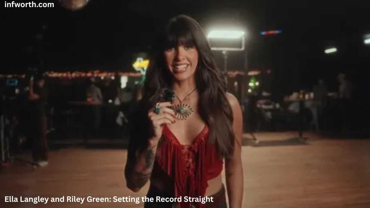 Ella Langley Net Worth – Ella Langley smiling while filming a music video in a red outfit.