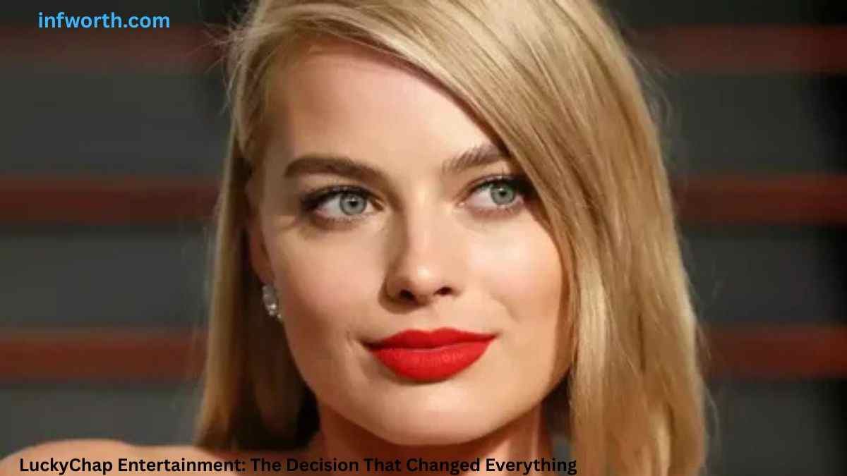 Close-up portrait of Margot Robbie for an article about Margot Robbie Net Worth in 2026.