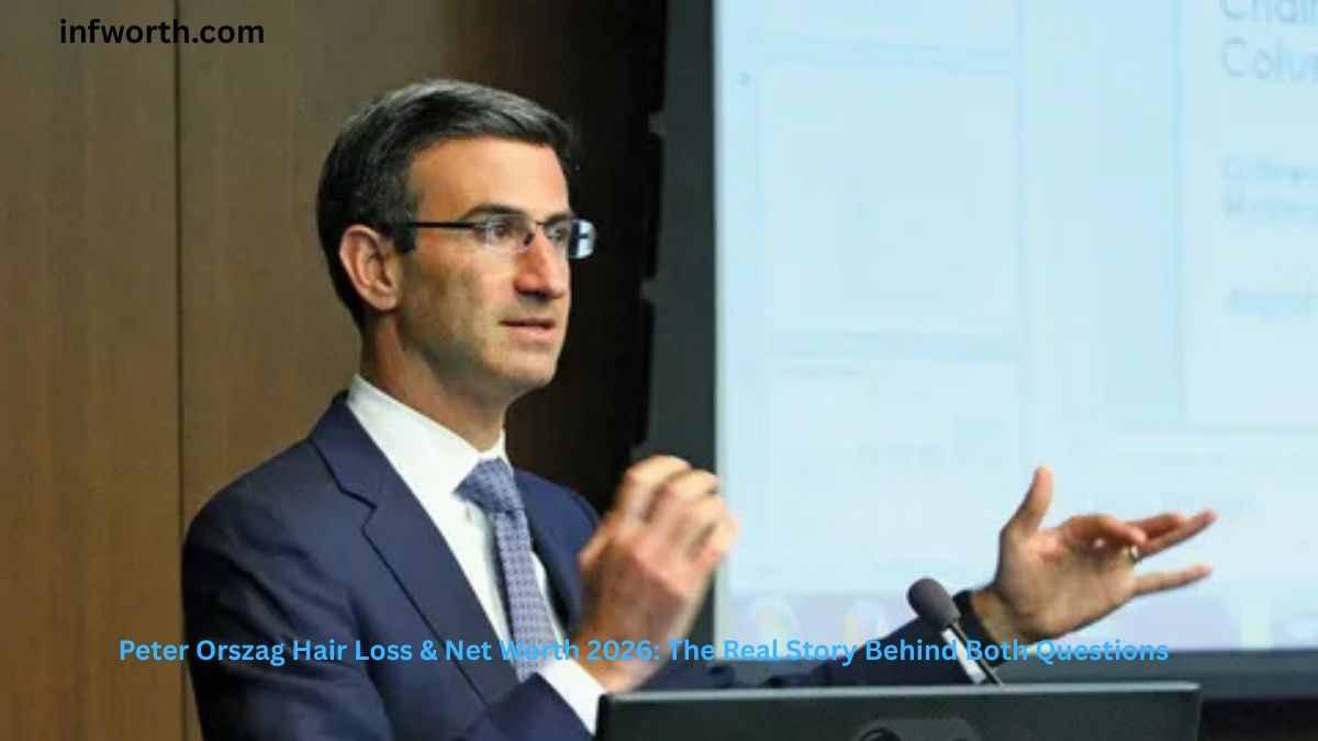 Peter Orszag Hair Loss and Net Worth 2026 while speaking at a presentation
