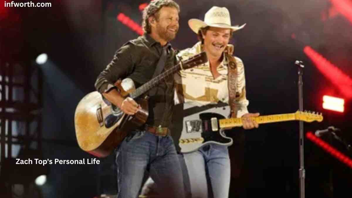 Zach Top Net Worth – Zach Top performing live on stage with a fellow country music artist during a concert.