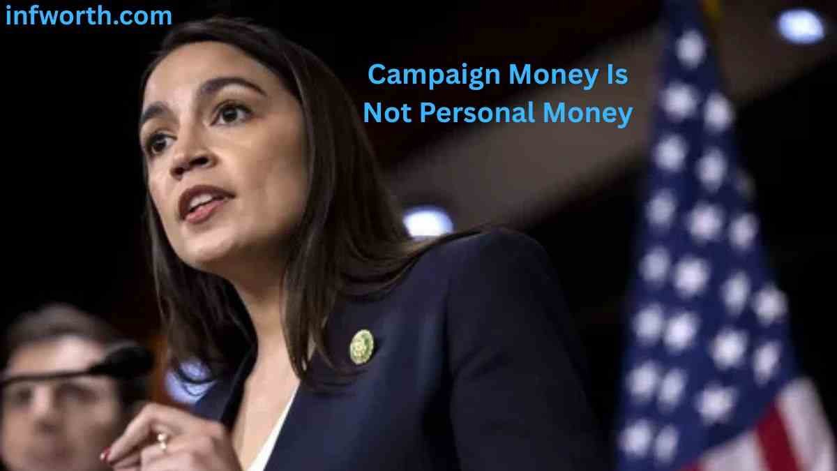 AOC Net Worth 2026 featuring Alexandria Ocasio-Cortez speaking with an American flag in the background