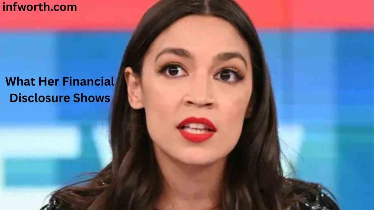 AOC Net Worth 2026 featuring Alexandria Ocasio-Cortez in a close-up interview