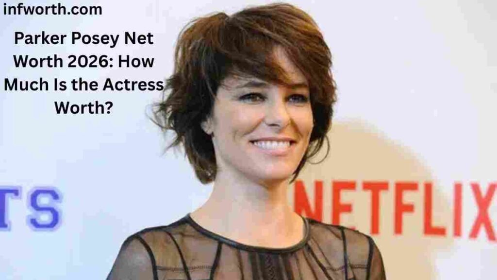 Parker Posey Net Worth 2026 featuring actress Parker Posey at a Netflix event.